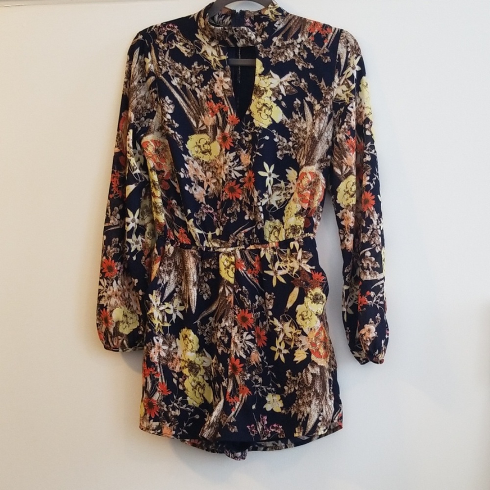 Floral long sleeve romper